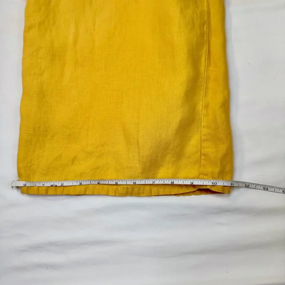 J Jill Love Linen Wide Leg Capri Pant Mustard Sun Yellow Women’s Medium Boho - Picture 5 of 16